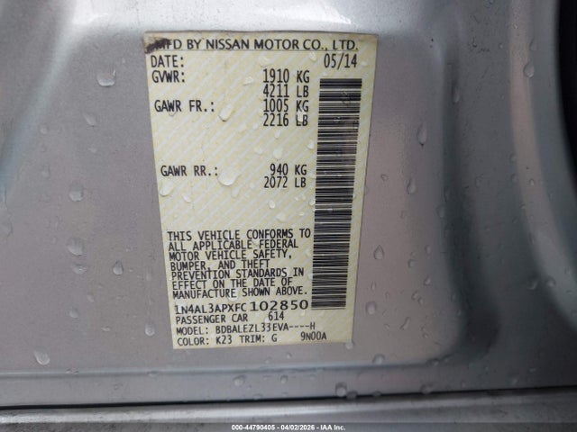 1N4AL3APXFC102850 Nissan Altima 2.5 S