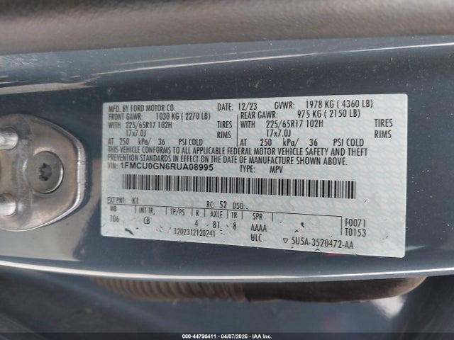 1FMCU0GN6RUA08995 Ford Escape Active
