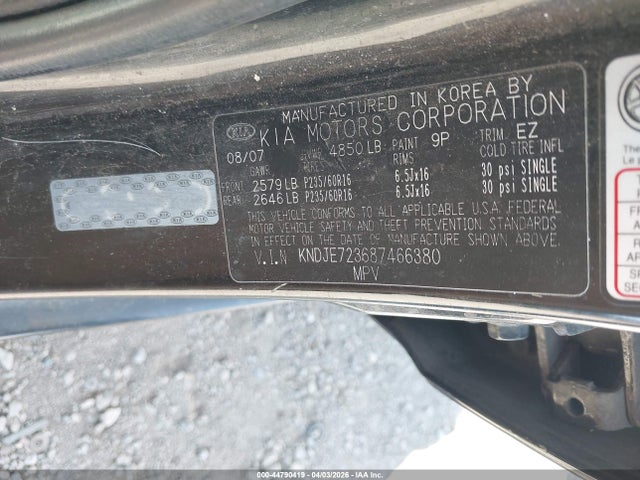 Продажа на аукционе авто 2008 Kia Sportage Lx V6, vin: KNDJE723687466380, номер лота: 44790419