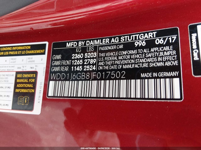 Продажа на аукционе авто 2018 Mercedes-benz E 400 4matic, vin: WDD1J6GB8JF017502, номер лота: 44790498