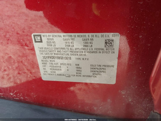 Продаж на аукціоні авто 2011 Cadillac Srx Luxury Collection, vin: 3GYFNDEY6BS613618, номер лоту: 44790502