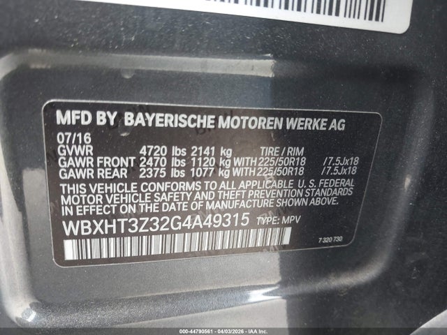 WBXHT3Z32G4A49315 BMW X1 Xdrive28i