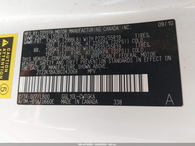Продаж на аукціоні авто 2011 Lexus Rx 350, vin: 2T2ZK1BA3BC043068, номер лоту: 44790562