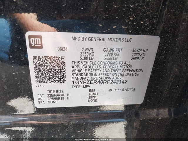 2024 Cadillac Xt4 Fwd Sport მანქანა იყიდება აუქციონზე, vin: 1GYFZER40RF242147, აუქციონის ნომერი: 44790589