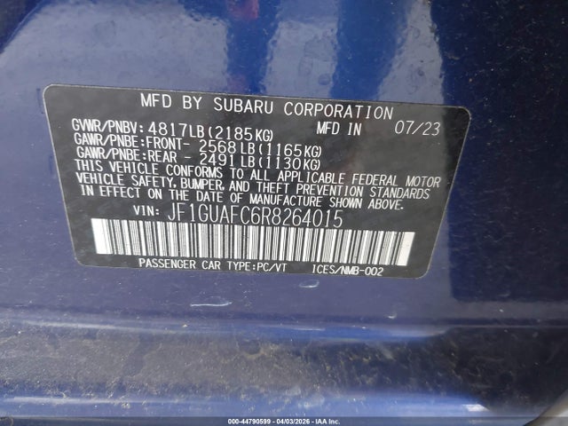 Продаж на аукціоні авто 2024 Subaru Impreza Sport 5-door, vin: JF1GUAFC6R8264015, номер лоту: 44790599