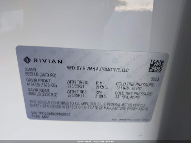 Rivian R1s Adventure 2023 7PDSGABA2PN005321 Image 9