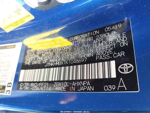 JTNKHMBX1K1048697 Toyota C-HR XLE