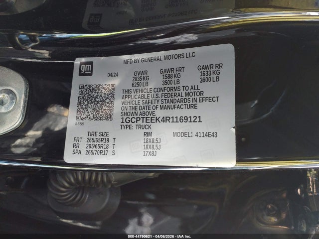 Продаж на аукціоні авто 2024 Chevrolet Colorado 4wd Trail Boss, vin: 1GCPTEEK4R1169121, номер лоту: 44790621