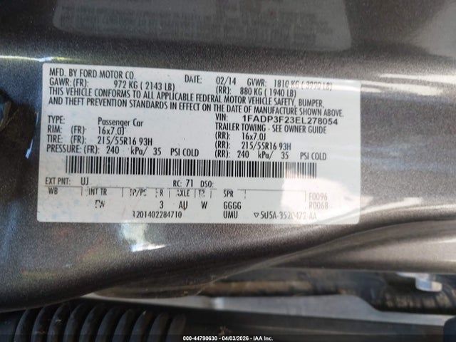 2014 FORD FOCUS 1FADP3F23EL278054 Photo 8