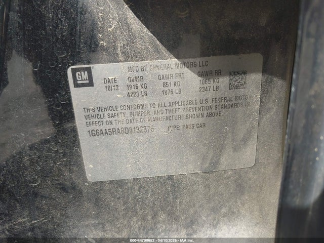 2013 Cadillac Ats Standard მანქანა იყიდება აუქციონზე, vin: 1G6AA5RA8D0132376, აუქციონის ნომერი: 44790652