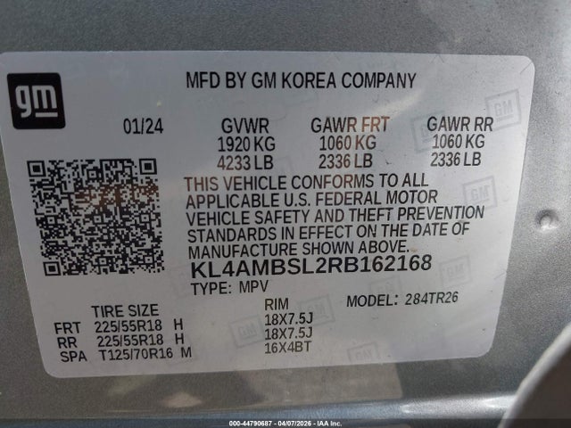 44790687 :رقم المزاد ، KL4AMBSL2RB162168 vin ، 2024 Buick Encore Gx Preferred Fwd مزاد بيع