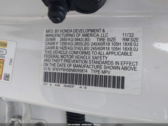 Honda Pilot Awd Ex-l 2022 5FNYF6H58NB099874 Image 9