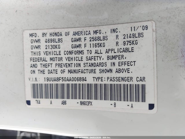 2010 ACURA TL 19UUA8F50AA006894 Photo 8