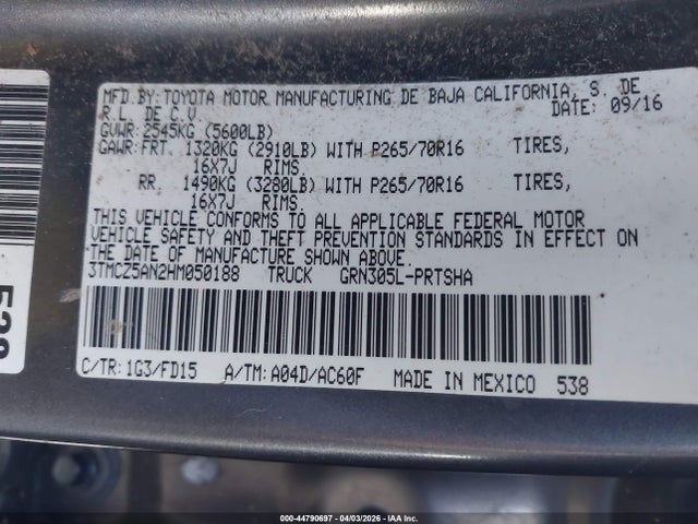 2017 TOYOTA TACOMA 3TMCZ5AN2HM050188 Photo 8
