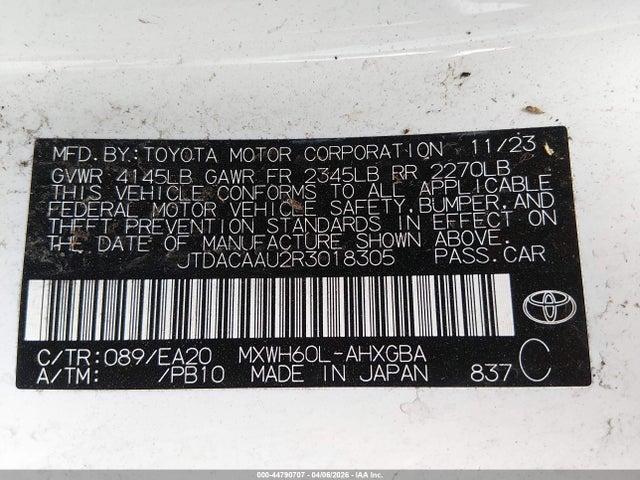 JTDACAAU2R3018305 Toyota PRIUS XLE