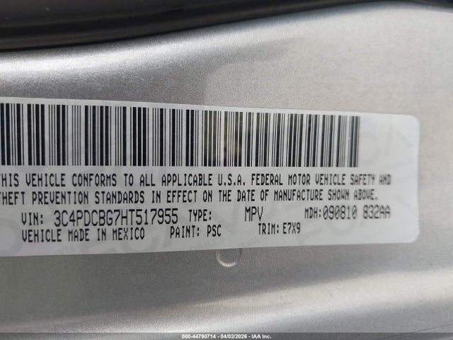 Aukcja sprzedaży 2017 Dodge Journey Sxt, vin: 3C4PDCBG7HT517955, numer aukcji: 44790714