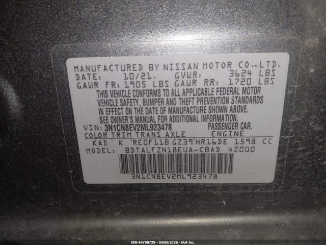Nissan Versa Sv Xtronic Cvt 2021 3N1CN8EV2ML923478 Image 9