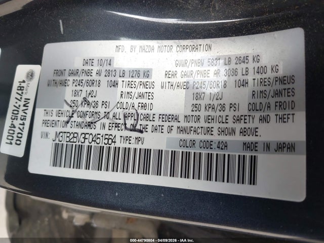 2015 MAZDA CX-9 JM3TB2BV3F0451564 Photo 8