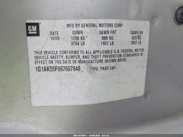 2006 CHEVROLET COBALT 1G1AK55F067697848 Photo 8