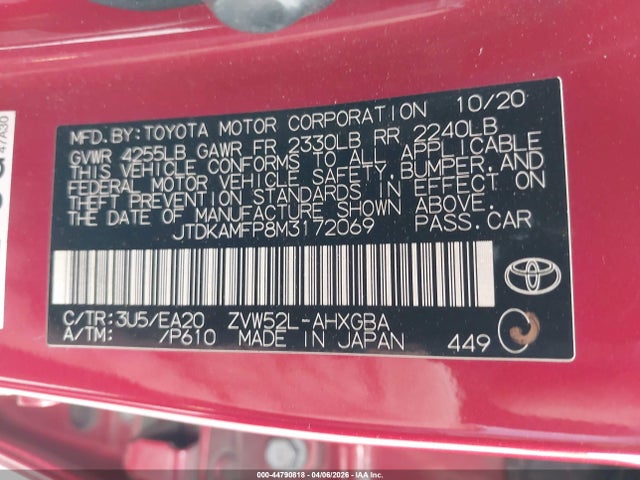 JTDKAMFP8M3172069 Toyota Prius Prime Limited