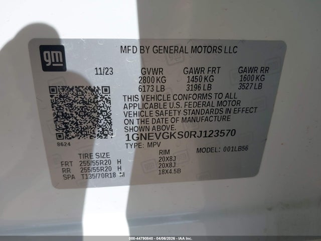 1GNEVGKS0RJ123570 Chevrolet Traverse Awd Lt