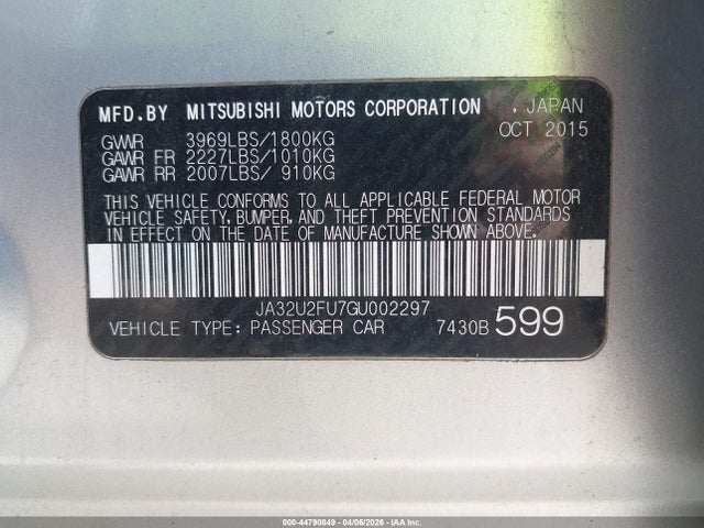 2016 MITSUBISHI LANCER JA32U2FU7GU002297 Photo 8
