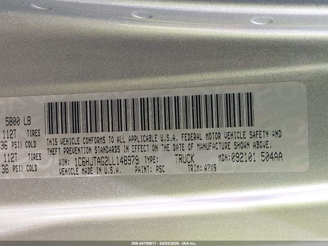 2020 Jeep Gladiator Sport S 4x4 მანქანა იყიდება აუქციონზე, vin: 1C6HJTAG2LL148979, აუქციონის ნომერი: 44790917