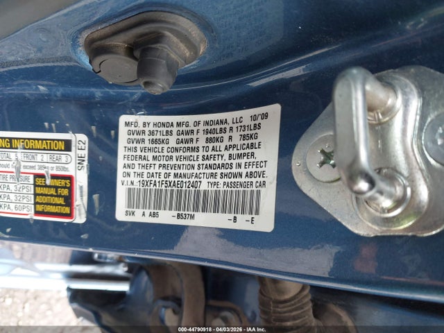 Продаж на аукціоні авто 2010 Honda Civic Lx, vin: 19XFA1F5XAE012407, номер лоту: 44790918