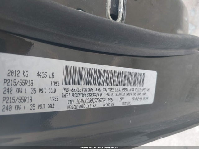2016 Jeep Compass 75th Anniversary მანქანა იყიდება აუქციონზე, vin: 1C4NJCBB9GD776780, აუქციონის ნომერი: 44790974