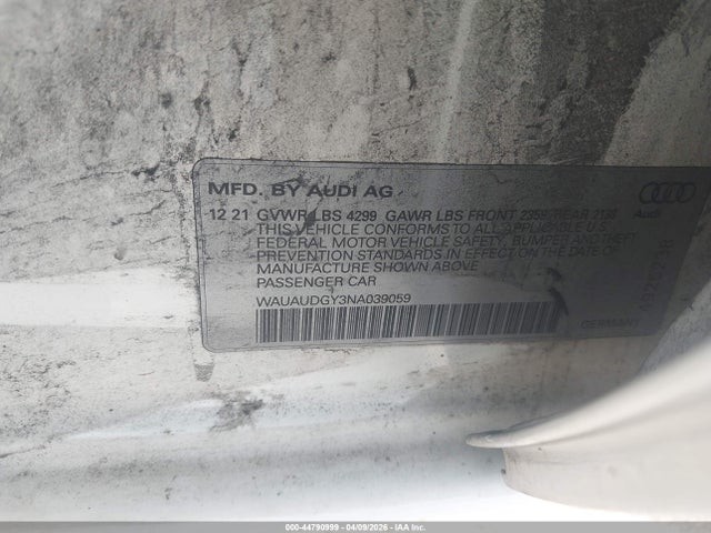 44790999 :رقم المزاد ، WAUAUDGY3NA039059 vin ، 2022 Audi A3 Premium 40 Tfsi Front-wheel Drive S Tronic مزاد بيع