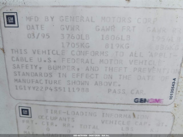 1995 CHEVROLET CORVETTE 1G1YY22P4S5111988 Photo 8