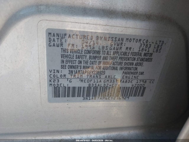 2014 NISSAN SENTRA 3N1AB7AP6EY236929 Photo 8