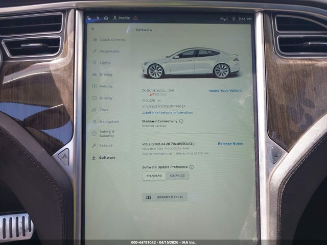 2013 Tesla Model S Performance მანქანა იყიდება აუქციონზე, vin: 5YJSA1CP9DFP14057, აუქციონის ნომერი: 44791042