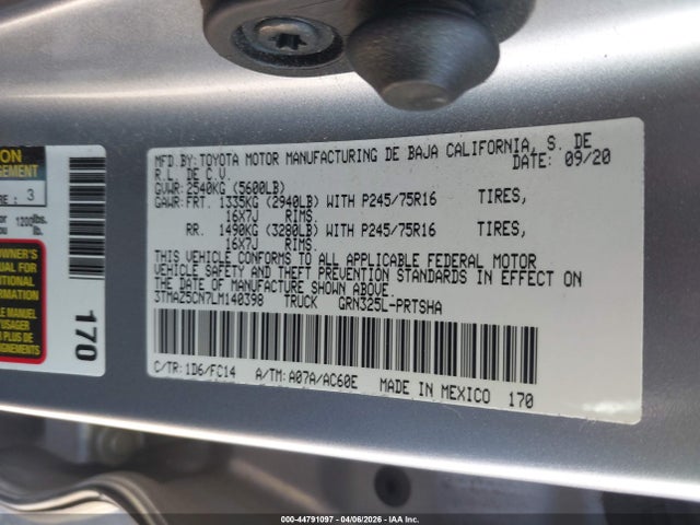 3TMAZ5CN7LM140398 Toyota Tacoma Sr5 V6