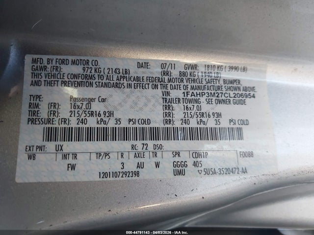 2012 FORD FOCUS 1FAHP3M27CL206954 Photo 8