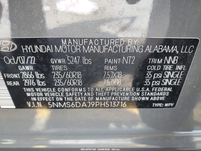 Hyundai Santa Fe Xrt 2023 5NMS6DAJ9PH513716 Image 9