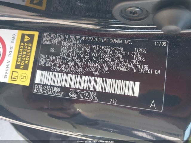 Aukcja sprzedaży 2010 Lexus Rx 350, vin: 2T2BK1BAXAC036568, numer aukcji: 44791158