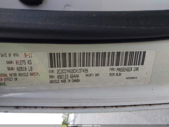 2012 DODGE CHALLENGER 2C3CDYAG9CH137499 Photo 8