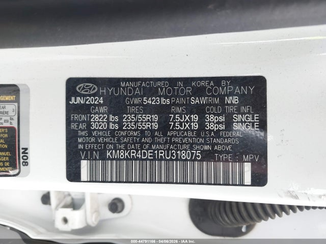 44791166 :رقم المزاد ، KM8KR4DE1RU318075 vin ، 2024 Hyundai Ioniq 5 Limited مزاد بيع