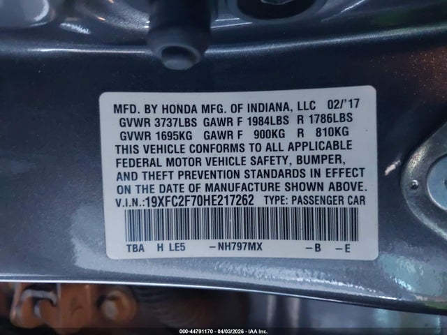 Honda CIVIC EX 2017 19XFC2F70HE217262 Image 9