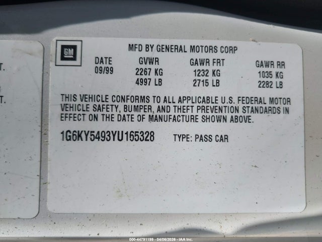 2000 CADILLAC SEVILLE 1G6KY5493YU165328 Photo 8