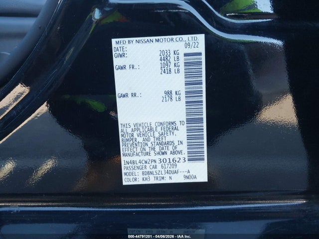 44791201 :رقم المزاد ، 1N4BL4CW2PN301623 vin ، 2023 Nissan Altima Sr Intelligent Awd مزاد بيع