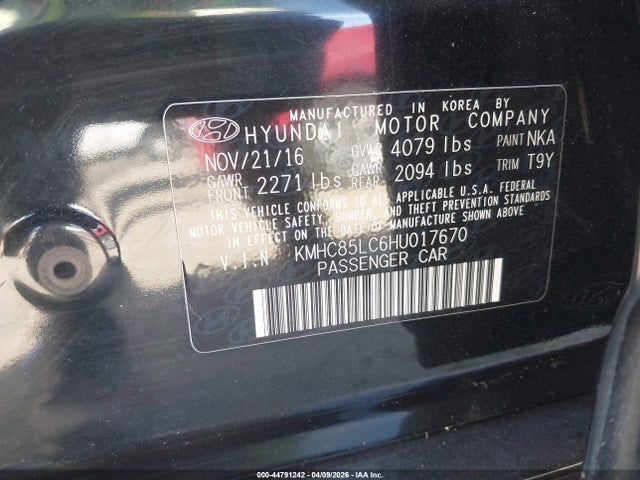 KMHC85LC6HU017670 Hyundai Ioniq Hybrid Limited
