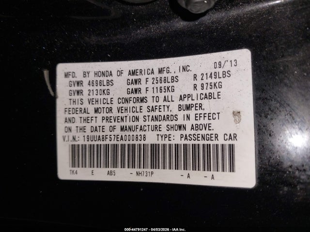 2014 Acura Tl 3.5 მანქანა იყიდება აუქციონზე, vin: 19UUA8F57EA000838, აუქციონის ნომერი: 44791247