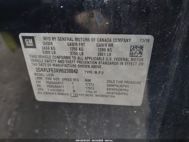 2GNFLFE3XH6230842 Chevrolet EQUINOX LT