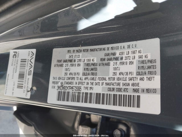 44791254 :رقم المزاد ، 3MVDMBCM7PM572995 vin ، 2023 Mazda Cx-30 2.5 S Carbon Edition مزاد بيع