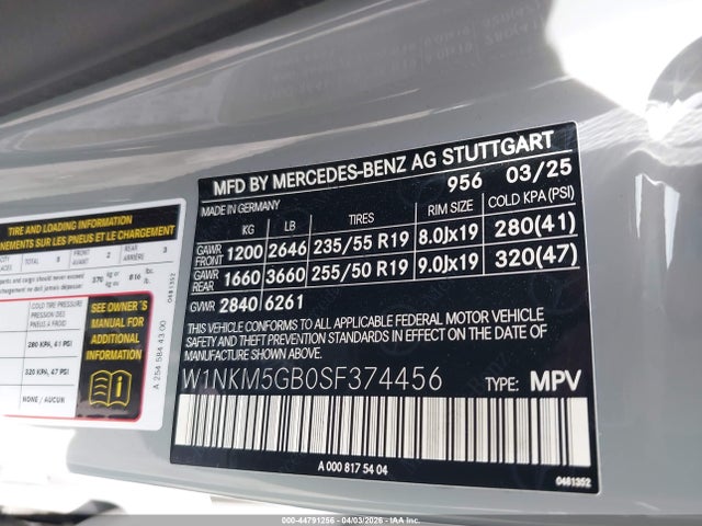 Продажа на аукционе авто 2025 Mercedes-benz Glc 350e 4matic, vin: W1NKM5GB0SF374456, номер лота: 44791256