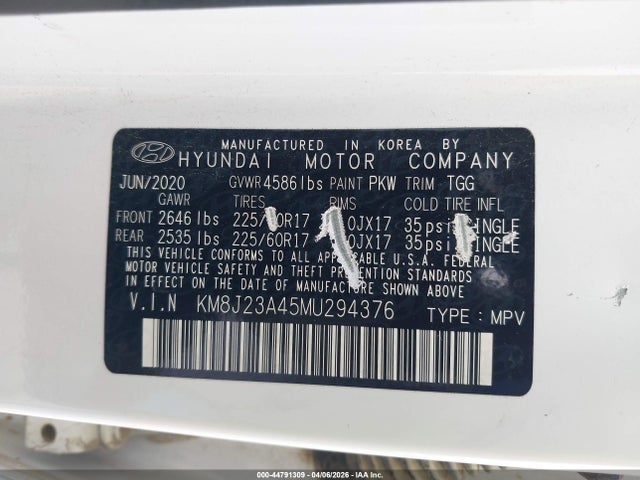 2021 HYUNDAI TUCSON KM8J23A45MU294376 Photo 8