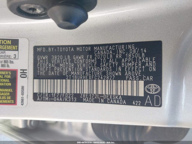 Toyota Corolla S Plus 2015 2T1BURHEXFC242827 Image 9