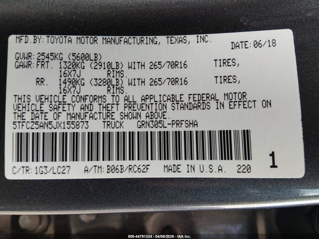 5TFCZ5AN5JX155873 Toyota Tacoma Trd Off Road